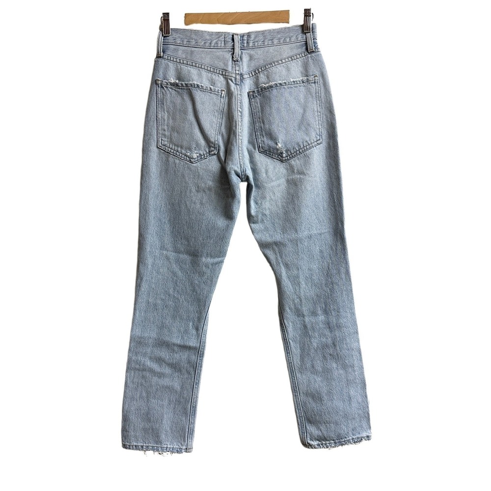 AGOLDE Riley High Rise Straight Crop Jeans Women's 25 Light Wash‎ Distressed - Picture 2 of 4